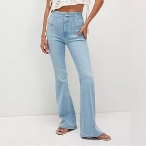 We The Free People Jayde Flare Jeans High Waist Light Wash Blue Retro Size 29